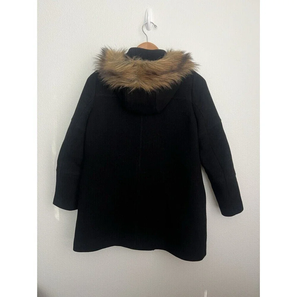 J Crew Cocoon Coat Italian Stadium Cloth Nello Gori Hooded Wool Black Heavy 2 - Picture 4 of 9